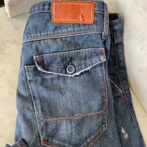 DRESSED TO KILL Denim Blue Jeans Red Accent Size 27 Made in Italy